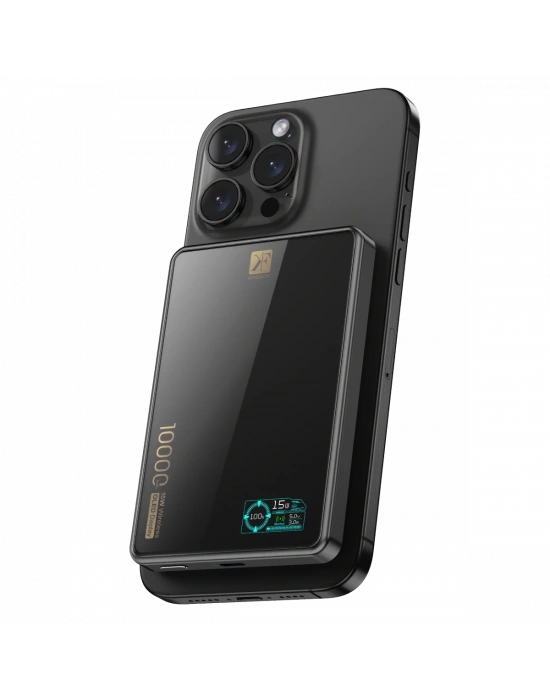 Newface PW598 10.000 mAh Dijital Göstergeli 20W Type-C ve 15W Kablosuz Şarj PD Hızlı Şarj Magsafe Powerbank - Siyah