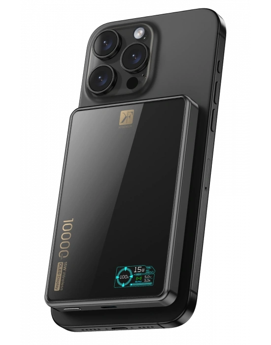 Newface PW598 10.000 mAh Dijital Göstergeli 20W Type-C ve 15W Kablosuz Şarj PD Hızlı Şarj Magsafe Powerbank - Siyah