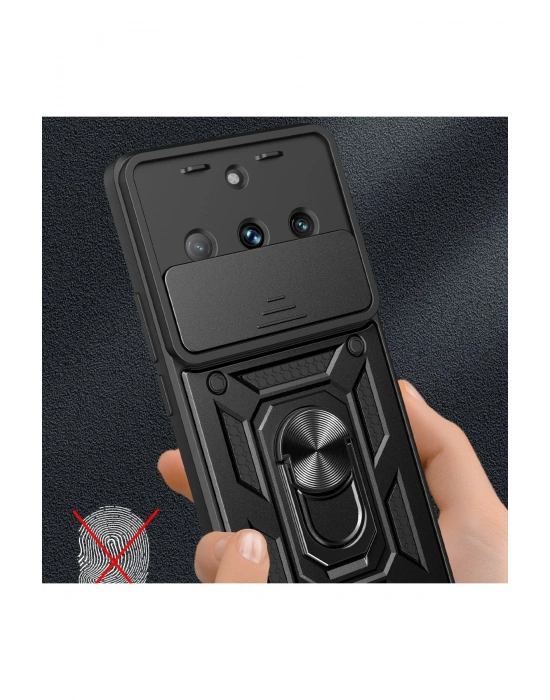 Newface Realme 11 Pro Kılıf Pars Lens Yüzüklü Silikon - Kırmızı