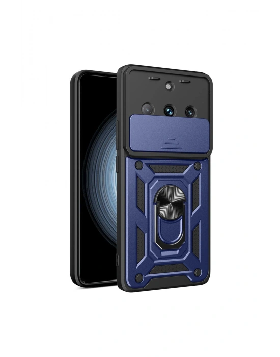 Newface Realme 11 Pro Kılıf Pars Lens Yüzüklü Silikon - Lacivert