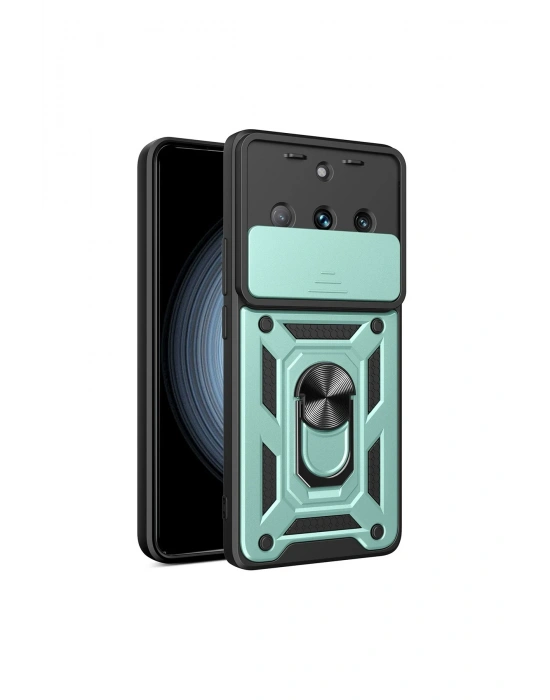 Newface Realme 11 Pro Kılıf Pars Lens Yüzüklü Silikon - Yeşil