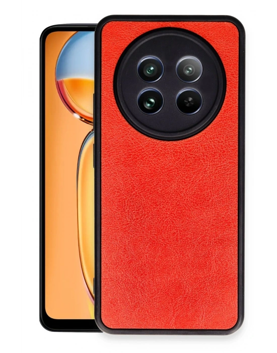 Newface Realme 12 5G Kılıf Aras Deri Kapak - Kırmızı
