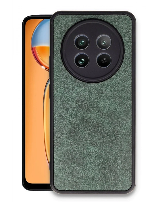 Newface Realme 12 5G Kılıf Aras Deri Kapak - Koyu Yeşil