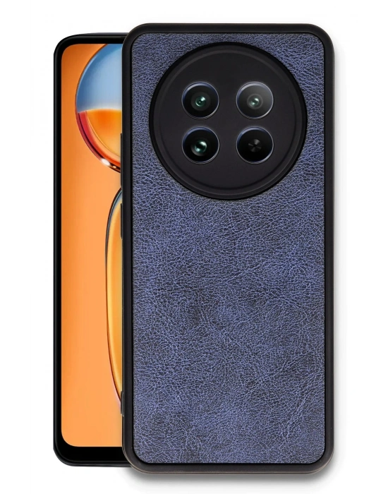 Newface Realme 12 5G Kılıf Aras Deri Kapak - Lacivert