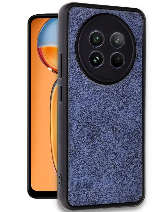 Newface Realme 12 5G Kılıf Aras Deri Kapak - Lacivert