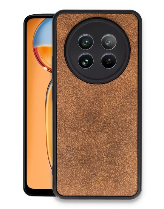 Newface Realme 12 5G Kılıf Aras Deri Kapak - Taba