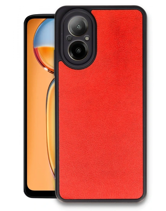 Newface Realme 12 Lite Kılıf Aras Deri Kapak - Kırmızı