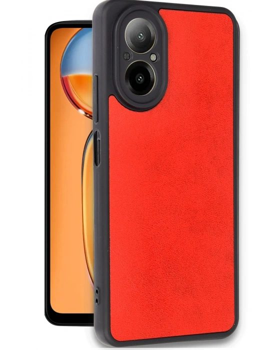 Newface Realme 12 Lite Kılıf Aras Deri Kapak - Kırmızı