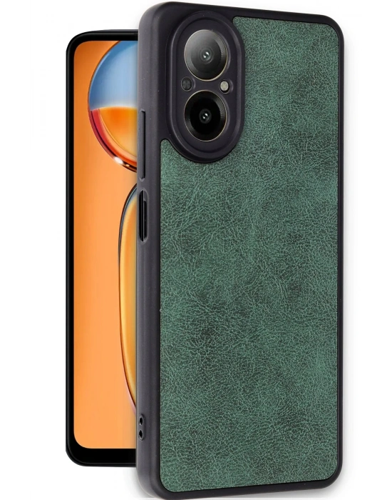 Newface Realme 12 Lite Kılıf Aras Deri Kapak - Koyu Yeşil