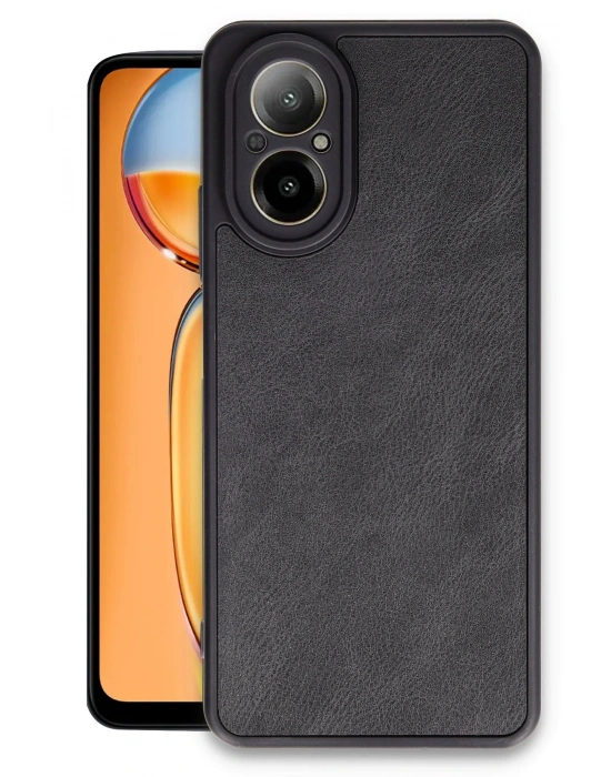Newface Realme 12 Lite Kılıf Aras Deri Kapak - Siyah