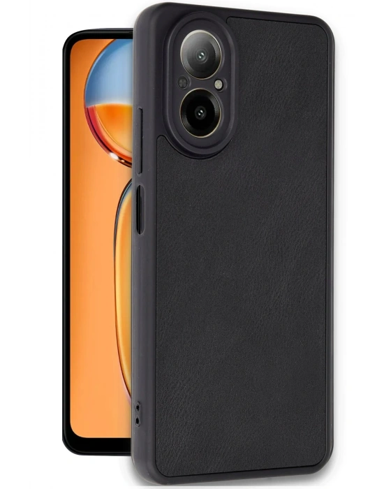 Newface Realme 12 Lite Kılıf Aras Deri Kapak - Siyah