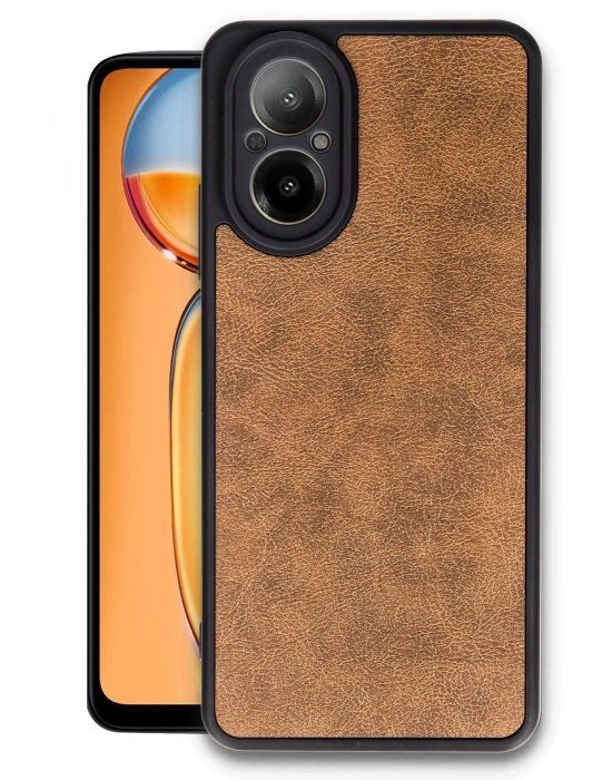 Newface Realme 12 Lite Kılıf Aras Deri Kapak - Taba