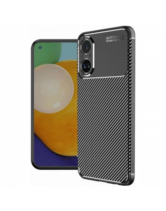 Newface Realme 12 Lite Kılıf Auto Focus Karbon Kapak - Siyah