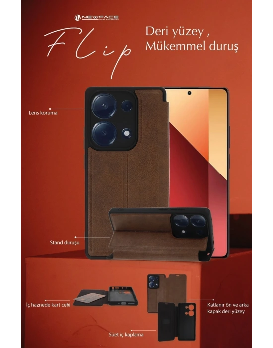 Newface Realme 12 Lite Kılıf Flip Cover - Kırmızı