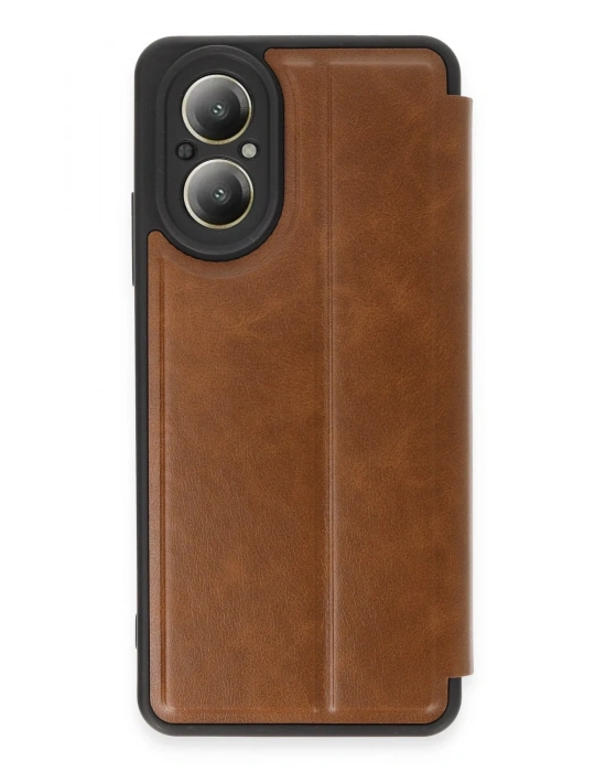 Newface Realme 12 Lite Kılıf Flip Cover - Taba