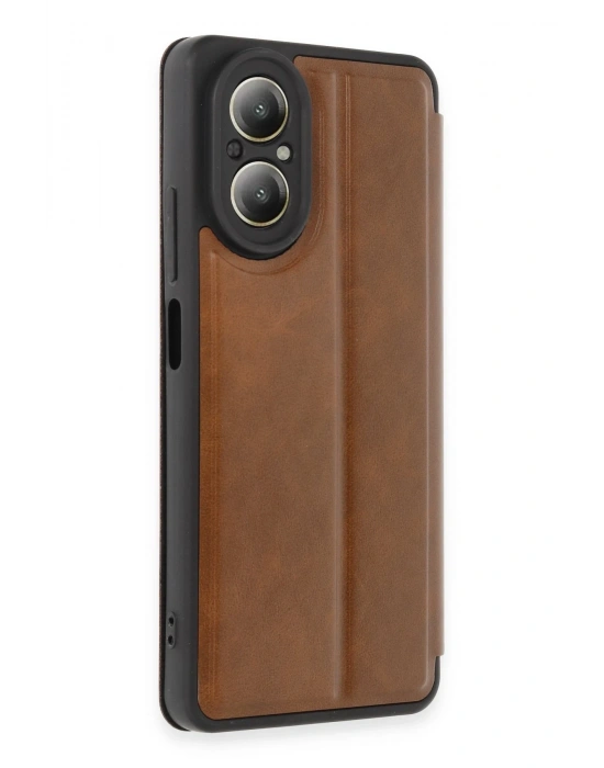 Newface Realme 12 Lite Kılıf Flip Cover - Taba