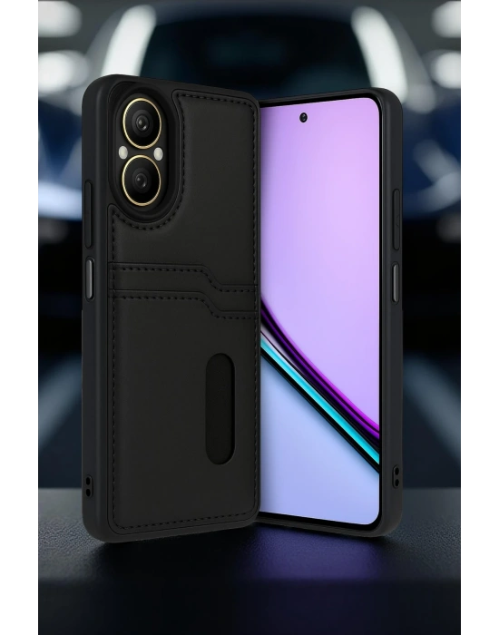 Newface Realme 12 Lite Kılıf Sara Kartvizitli Deri Kılıf - Kırmızı