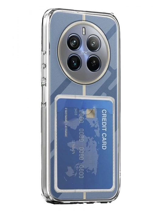 Newface Realme 12 Pro Kılıf Kart Şeffaf Silikon - Şeffaf