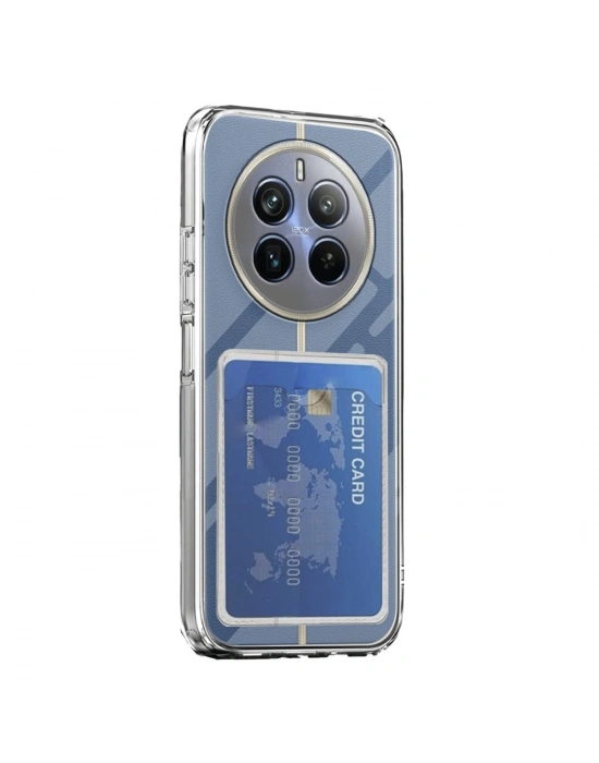 Newface Realme 12 Pro Kılıf Kart Şeffaf Silikon - Şeffaf
