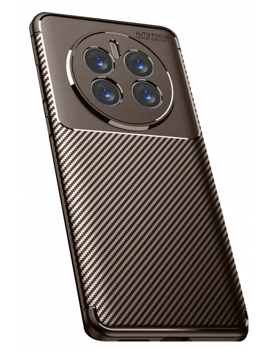 Newface Realme 12 Pro Plus Kılıf Auto Focus Karbon Kapak - Kahverengi