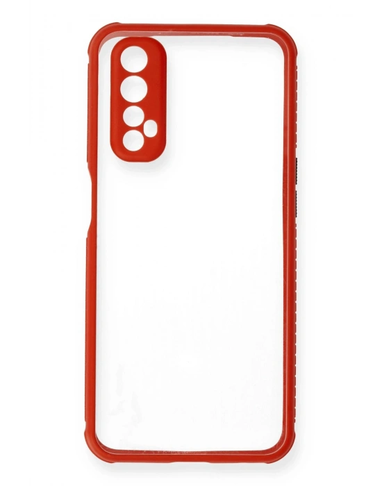 Newface Realme 7 Kılıf Miami Şeffaf Silikon - Kırmızı