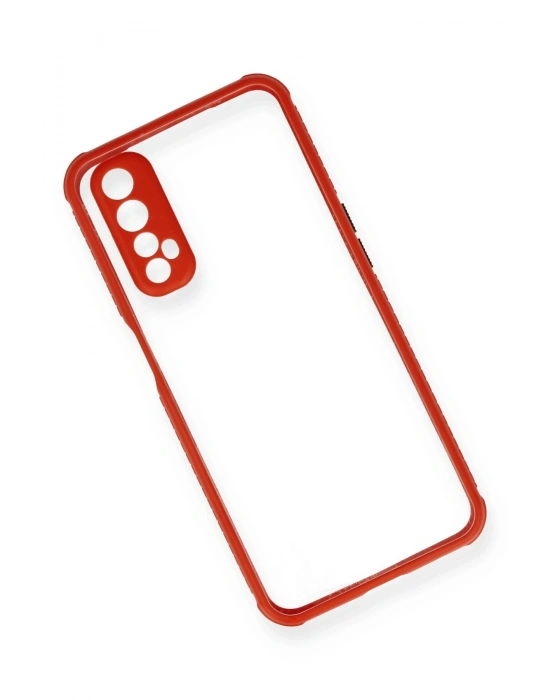 Newface Realme 7 Kılıf Miami Şeffaf Silikon - Kırmızı