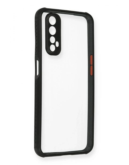 Newface Realme 7 Kılıf Miami Şeffaf Silikon - Siyah