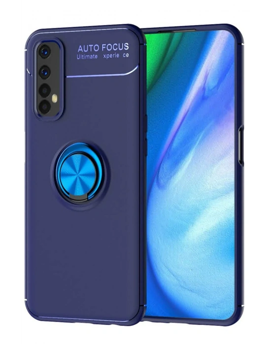 Newface Realme 7 Kılıf Range Yüzüklü Silikon - Mavi