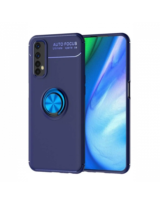 Newface Realme 7 Kılıf Range Yüzüklü Silikon - Mavi
