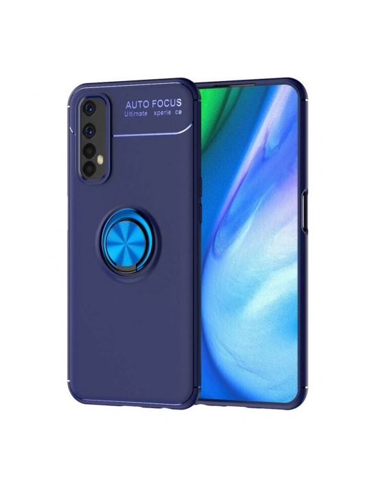 Newface Realme 7 Kılıf Range Yüzüklü Silikon - Mavi