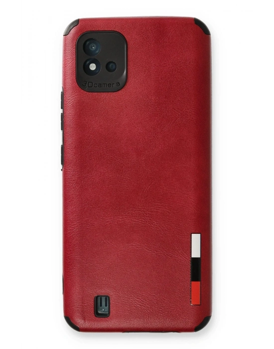 Newface Realme C11 2021 Kılıf Loop Deri Silikon - Kırmızı