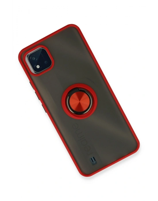 Newface Realme C11 2021 Kılıf Montreal Yüzüklü Silikon Kapak - Kırmızı