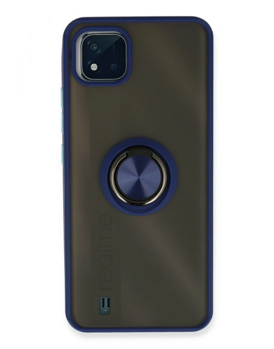 Newface Realme C11 2021 Kılıf Montreal Yüzüklü Silikon Kapak - Lacivert