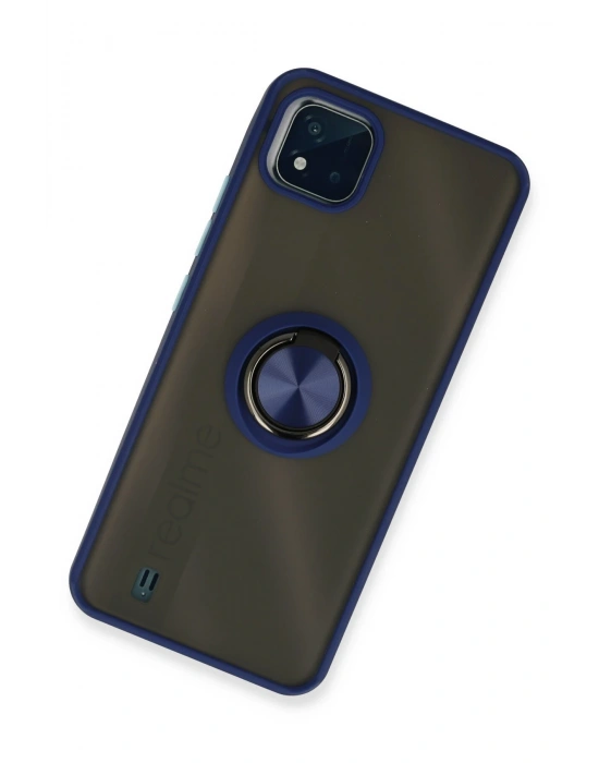 Newface Realme C11 2021 Kılıf Montreal Yüzüklü Silikon Kapak - Lacivert