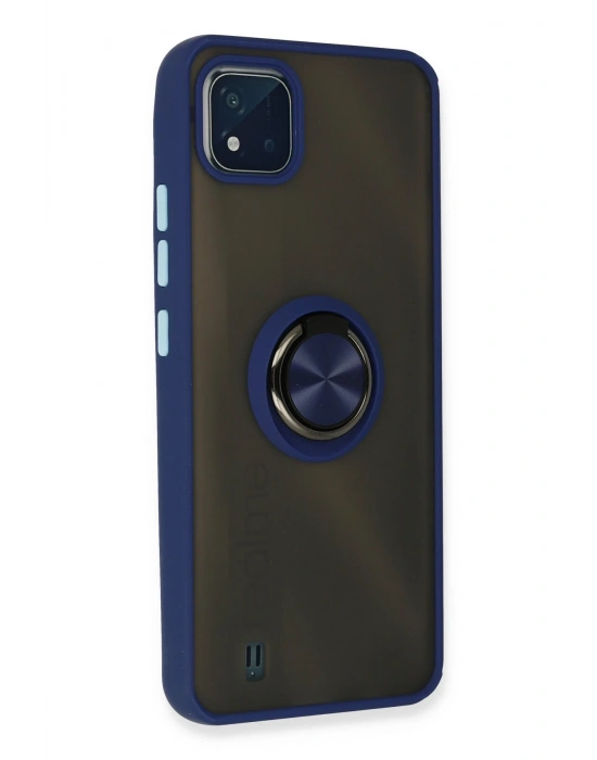 Newface Realme C11 2021 Kılıf Montreal Yüzüklü Silikon Kapak - Lacivert