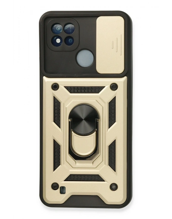 Newface Realme C11 2021 Kılıf Pars Lens Yüzüklü Silikon - Gold