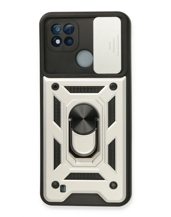 Newface Realme C11 2021 Kılıf Pars Lens Yüzüklü Silikon - Gümüş