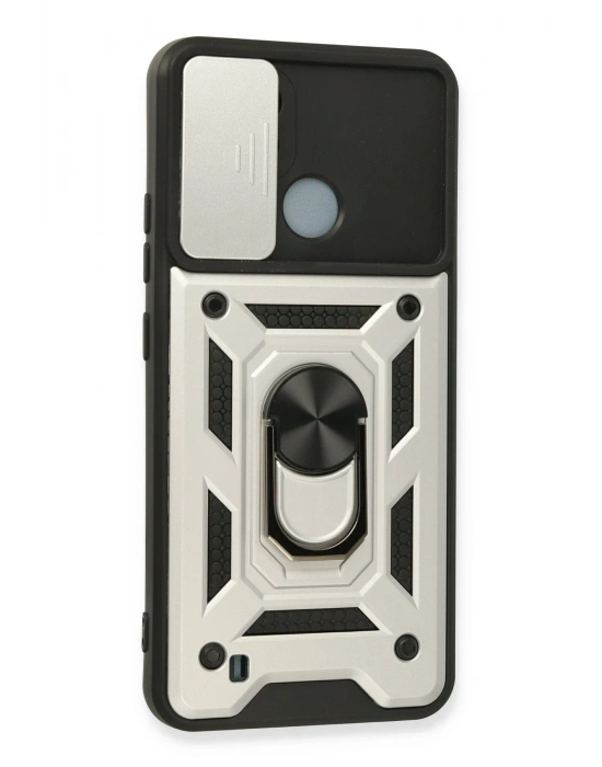 Newface Realme C11 2021 Kılıf Pars Lens Yüzüklü Silikon - Gümüş