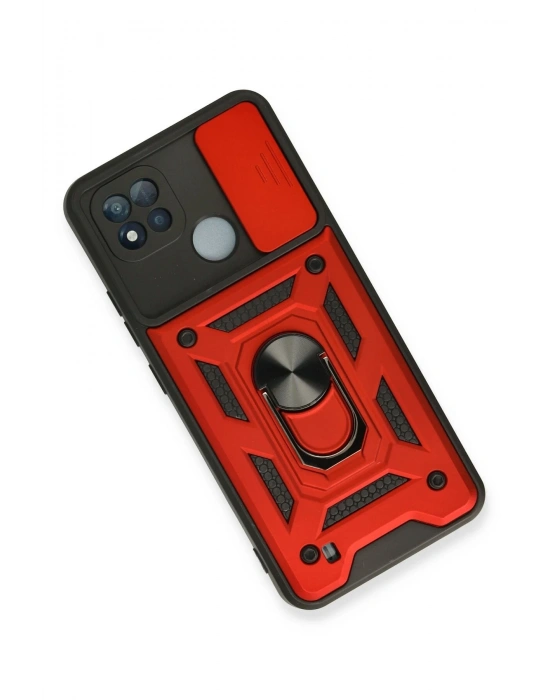 Newface Realme C11 2021 Kılıf Pars Lens Yüzüklü Silikon - Kırmızı