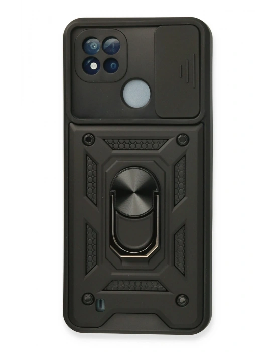 Newface Realme C11 2021 Kılıf Pars Lens Yüzüklü Silikon - Siyah