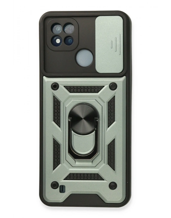 Newface Realme C11 2021 Kılıf Pars Lens Yüzüklü Silikon - Yeşil