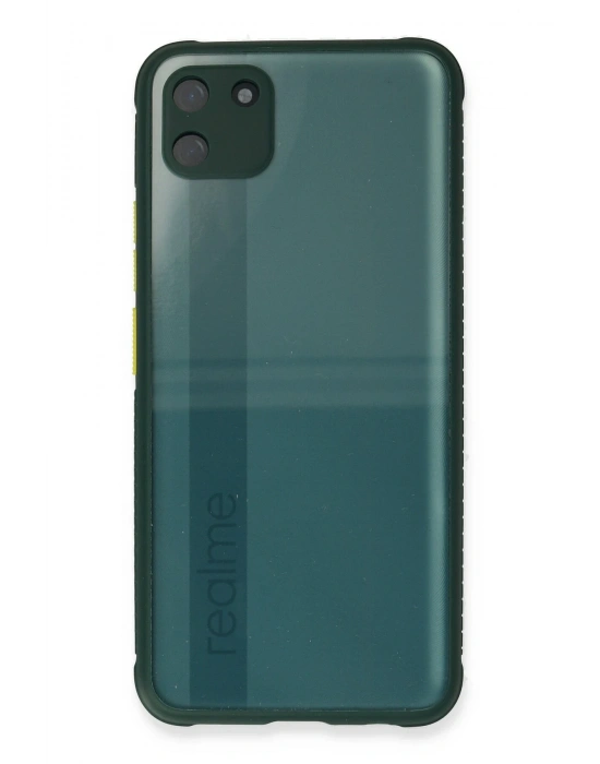 Newface Realme C11 Kılıf Miami Şeffaf Silikon - Koyu Yeşil