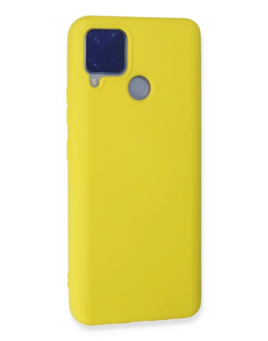 Newface Realme C15 Kılıf Nano içi Kadife Silikon - Sarı