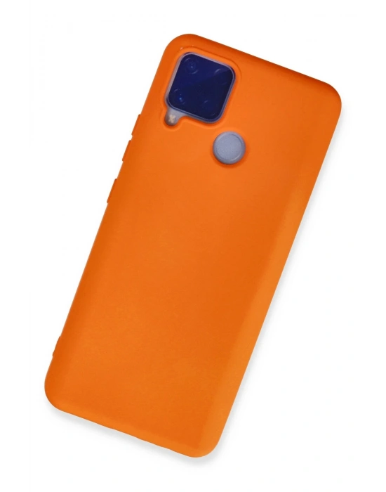 Newface Realme C15 Kılıf Nano içi Kadife Silikon - Turuncu