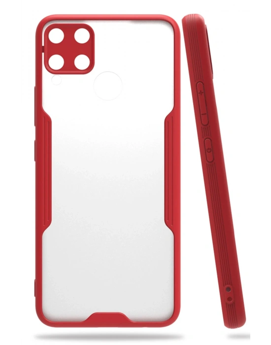 Newface Realme C15 Kılıf Platin Silikon - Kırmızı