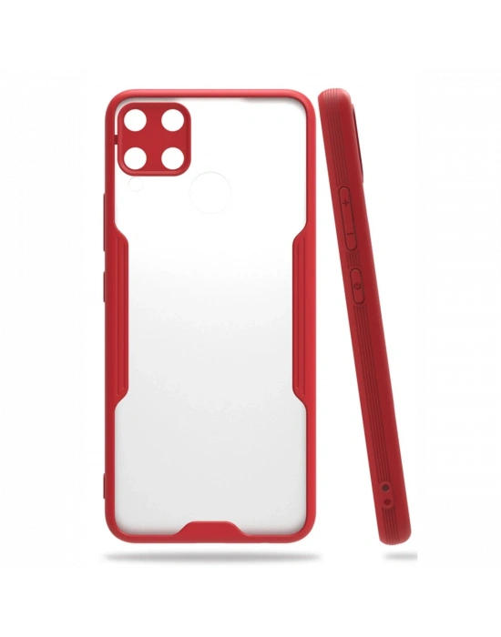 Newface Realme C15 Kılıf Platin Silikon - Kırmızı