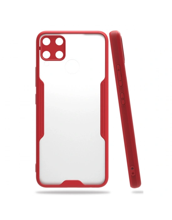 Newface Realme C15 Kılıf Platin Silikon - Kırmızı