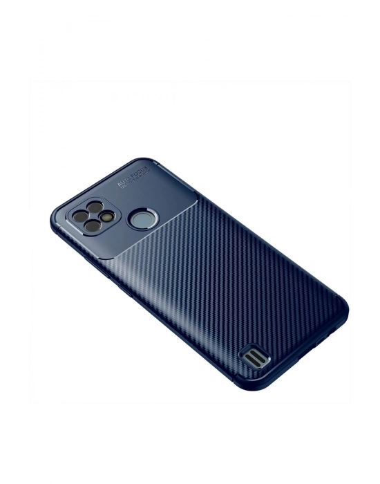 Newface Realme C21 Kılıf Auto Focus Karbon Kapak - Lacivert