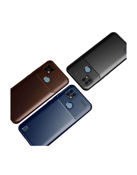 Newface Realme C21 Kılıf Auto Focus Karbon Kapak - Lacivert