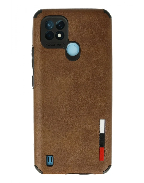 Newface Realme C21 Kılıf Loop Deri Silikon - Kahverengi